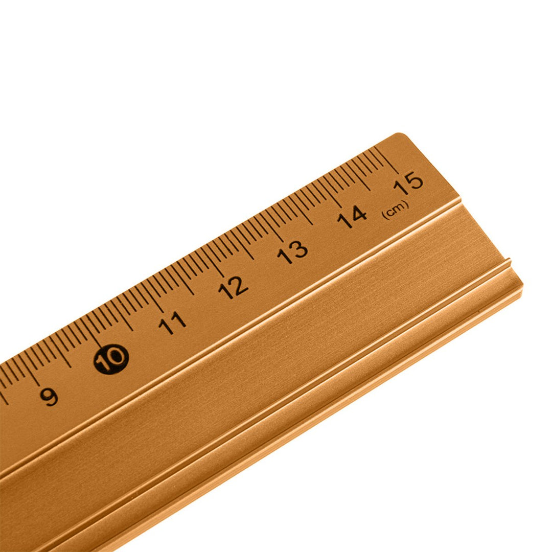LIDERPAPEL RG08 - Regla de Aluminio con Base Biselada, 15 cm. Especial Estuches