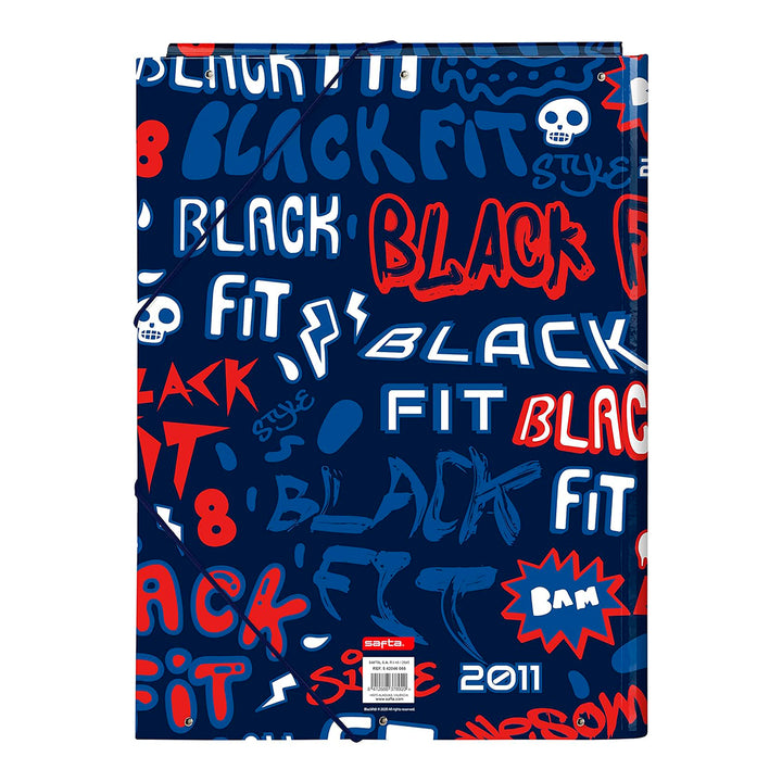 SAFTA - Carpeta A4 con 3 Solapas y Cierre de Goma, Modelo Blackfit8 Letters