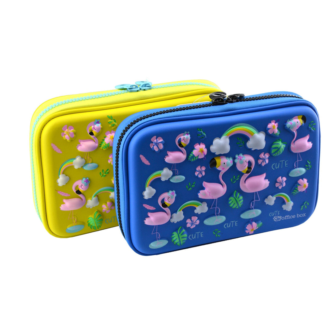 Estuche 3D Magic Plumier Multicompartimento con Cuerpo Rígido en EVA con Relieve. Modelo Flamingo