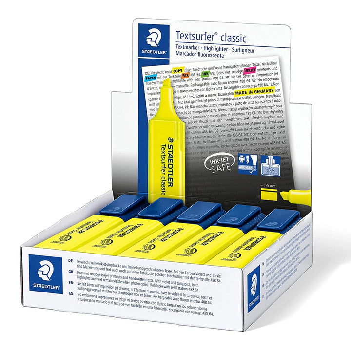 STAEDTLER 364-1 - Marcador Fluorescente Recargable Textsurfer Classic 364. Amarillo