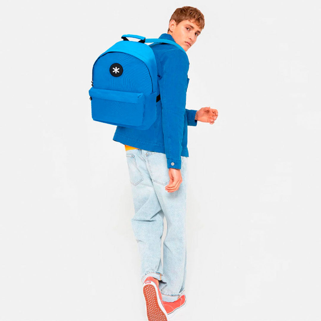 ANTARTIK - Conjunto Escolar con Mochila y Estuche Triple 2 Cremalleras. Azul