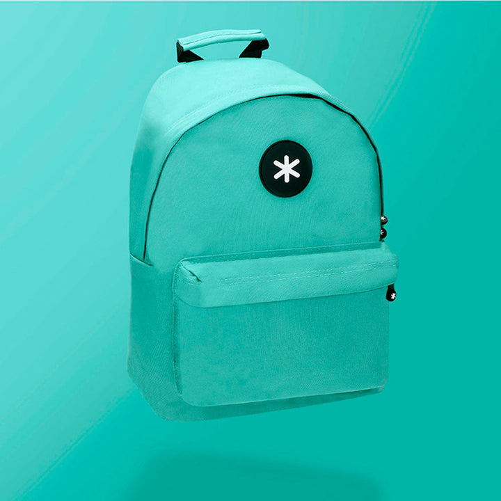 ANTARTIK - Conjunto Escolar con Mochila y Estuche Triple 2 Cremalleras. Menta