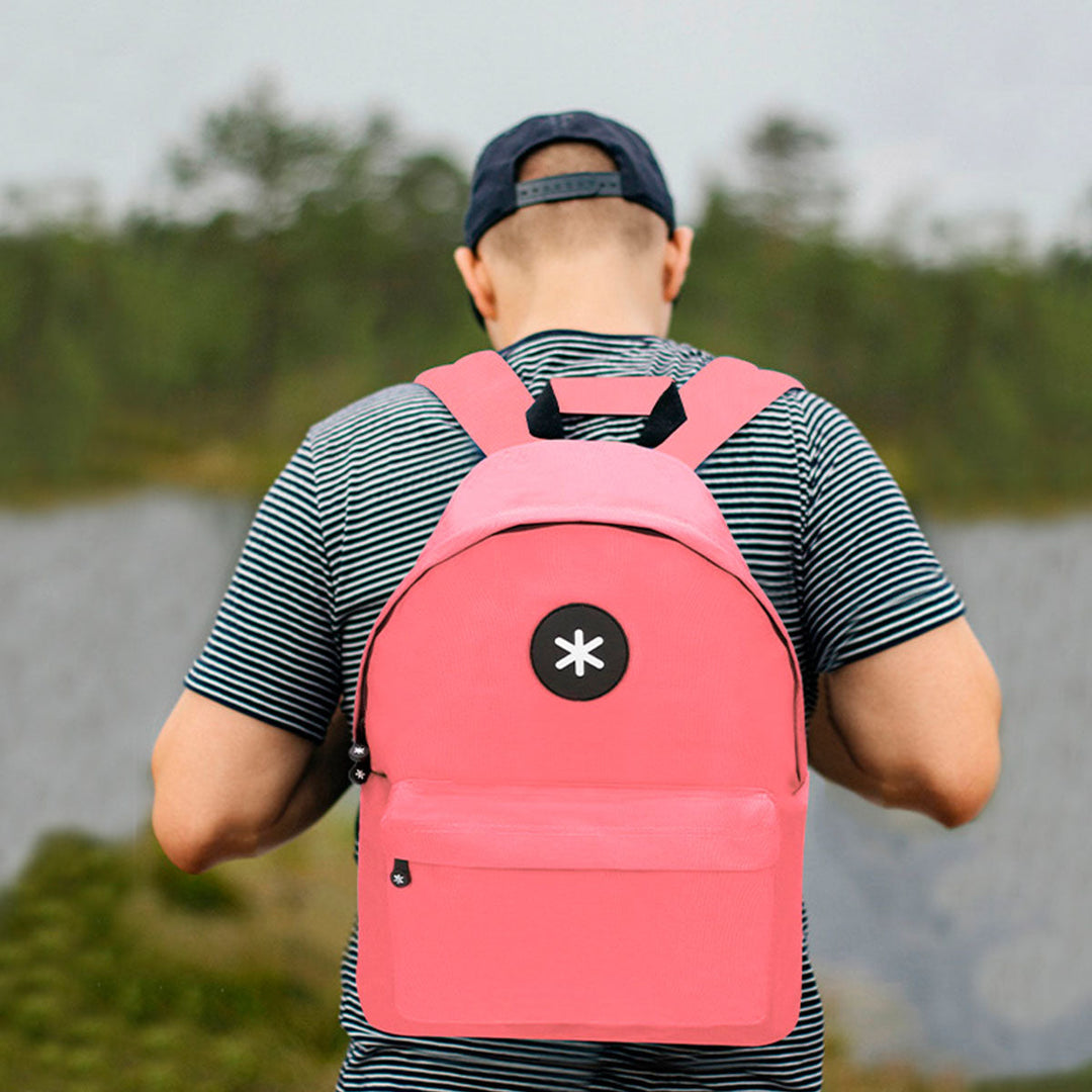 ANTARTIK - Conjunto Escolar con Mochila y Estuche Triple 2 Cremalleras. Rosa