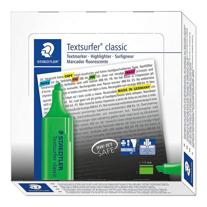 STAEDTLER - Set de 5 Marcadores Fluorescentes Textsurfer Classic 364 C. Verde