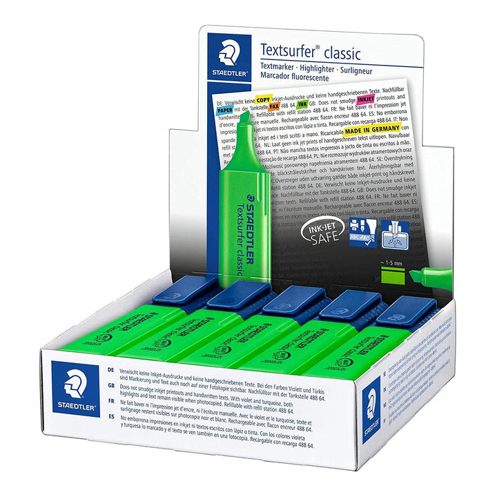 STAEDTLER - Set de 5 Marcadores Fluorescentes Textsurfer Classic 364 C. Verde