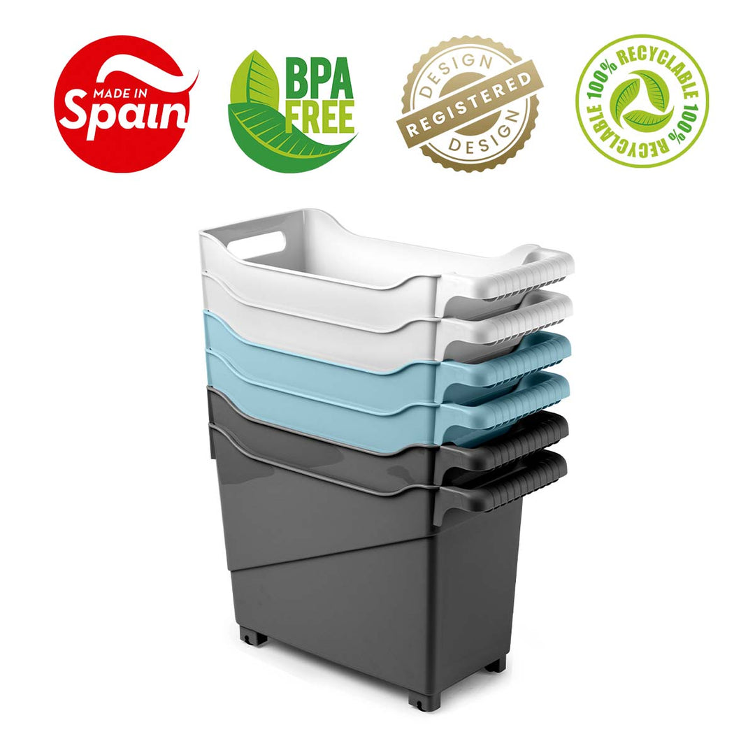 Plastic Forte - Cesta Organizadora con Ruedas Nº 4. Ideal Bajo Fregadero. Azul