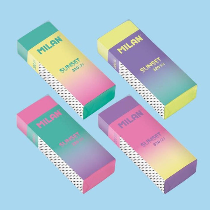 MILAN CPM320SN - Goma de Borrar Suave y Versátil Tipo Nata® 320, Edición Sunset