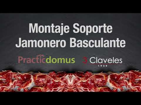 3 Claveles - Soporte Jamonero Basculante en Madera de Bambú y Chasis de Acero con Cubre Jamón