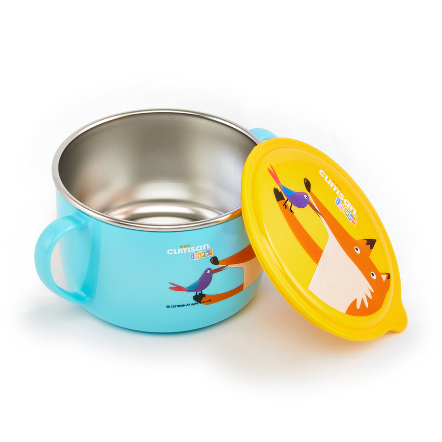 Cuitisan Baby - Taza Infantil de 0.65L en Acero con Tapa y Doble Asa Apta Microondas. Azul