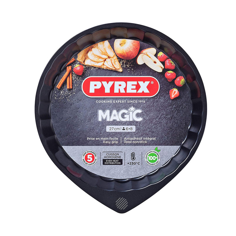 PYREX Magic - Molde para Hornear Tartas Plano en Acero Antiadherente Ø 27cm