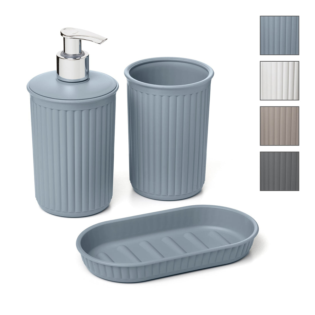 TATAY Baobab - Set de Baño de 3 Piezas, Plástico PP05, Taupe