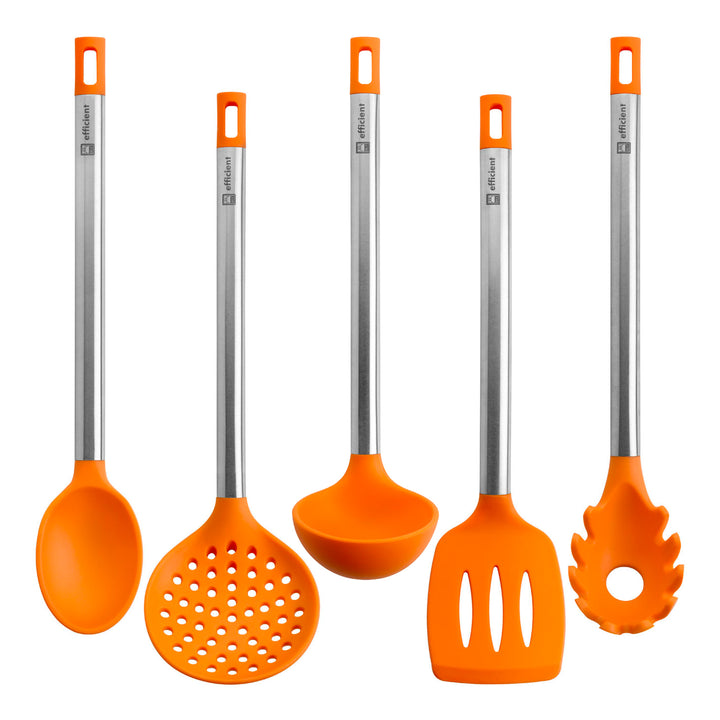 BRA Efficient - Cuchara de Pasta en Silicona con Mango en Acero Inoxidable. Naranja