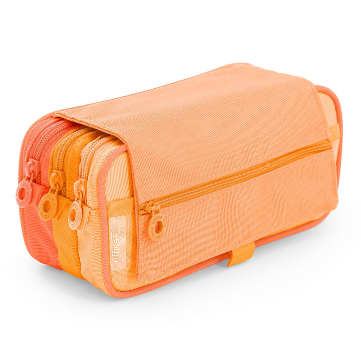 Estuche Portatodo Triple con Tres Cremalleras para Material Escolar Blush Pastel Naranja