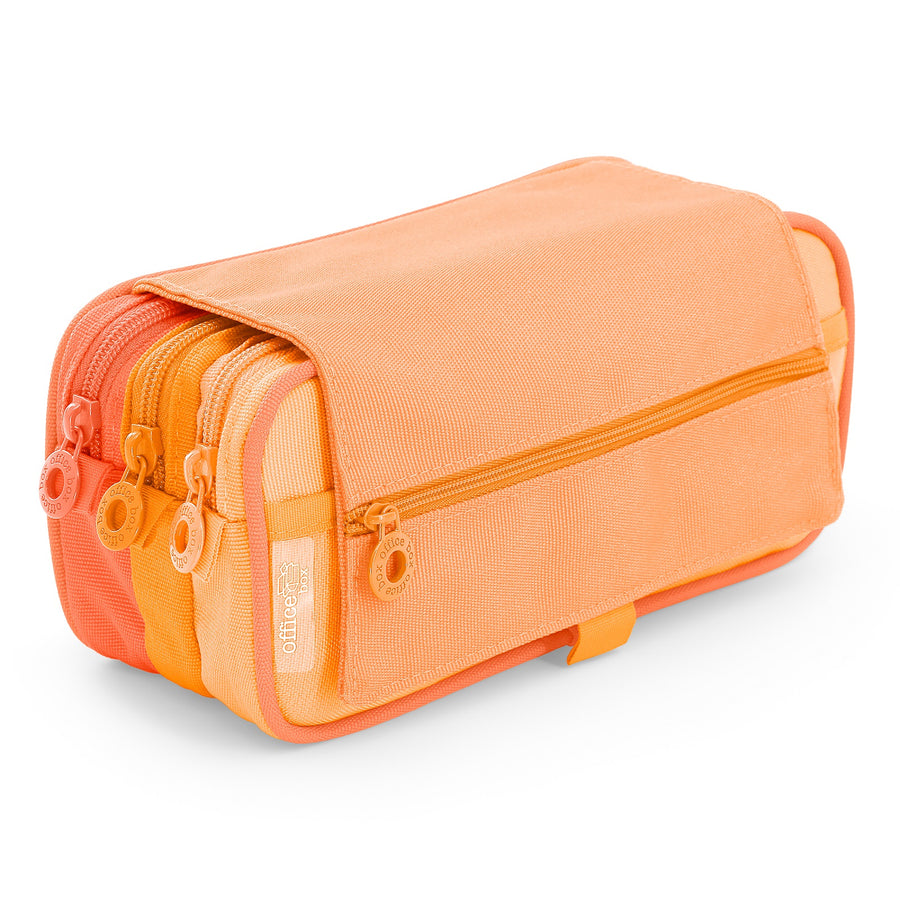 Estuche Portatodo Triple con Tres Cremalleras para Material Escolar Blush Pastel Naranja