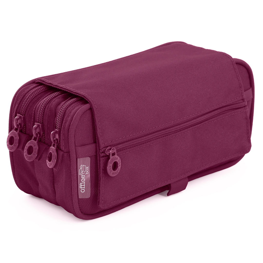 Estuche Escolar Triple Portatodo de Alta Capacidad con Tres Cremalleras. Morado