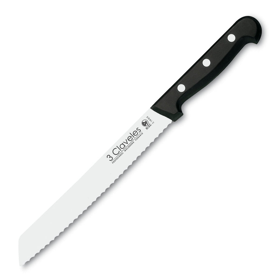 3 Claveles POM - Cuchillo Panadero Profesional 20 cm Acero Inoxidable