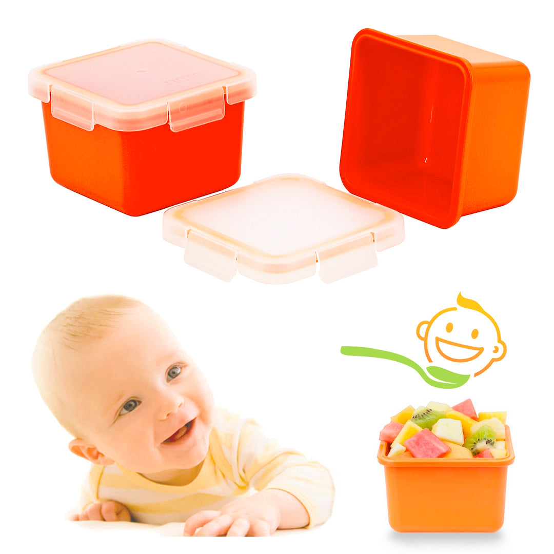 VALIRA Nomad Petit - Set de 2 Recipientes Cuadrados 0.4L en Plástico Cerámico PBT. Naranja