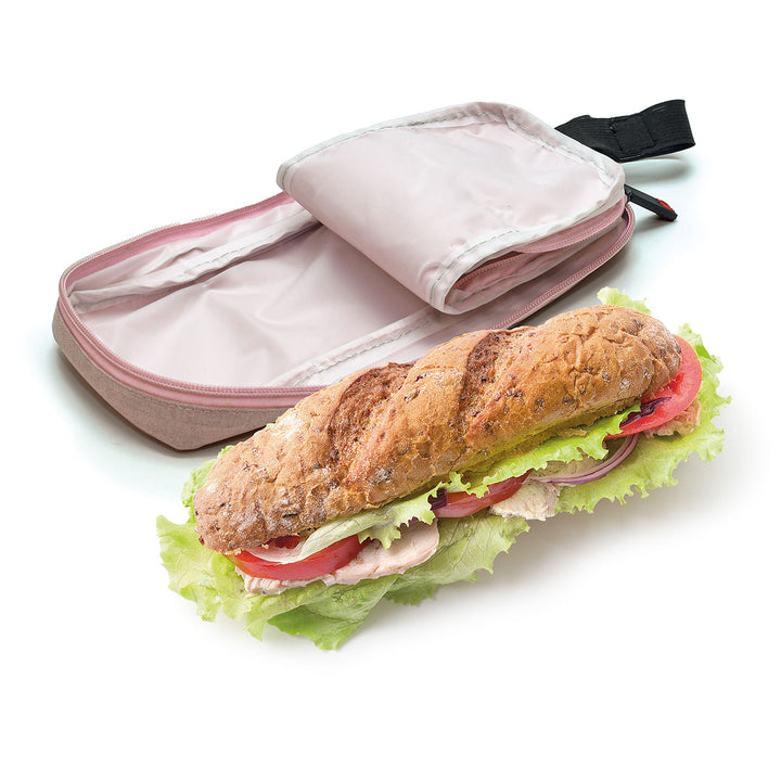 IRIS Zipper Roll - Porta Bocadillos Plegable y Flexible con Cierre de Cremallera. Rosa