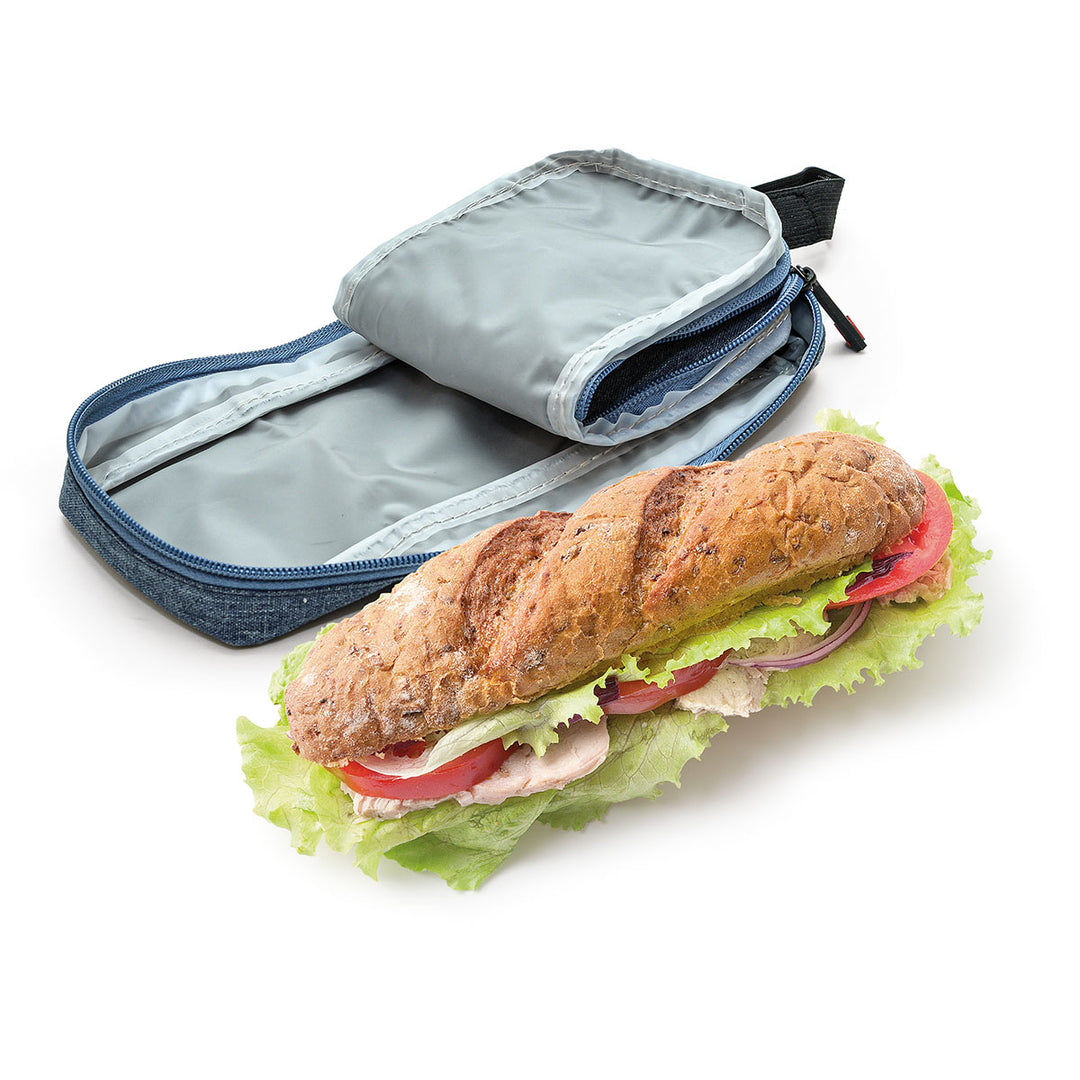 IRIS Zipper Roll - Porta Bocadillos Plegable y Flexible con Cierre de Cremallera. Azul