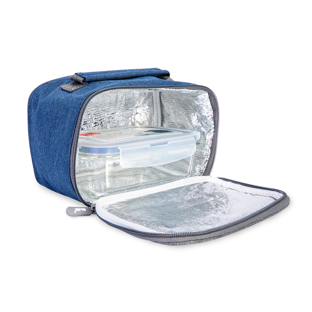 IBILI Lunch Away -  Bolsa Térmica Porta Alimentos 3.75L con Recipiente de Vidrio Incluido. Azul