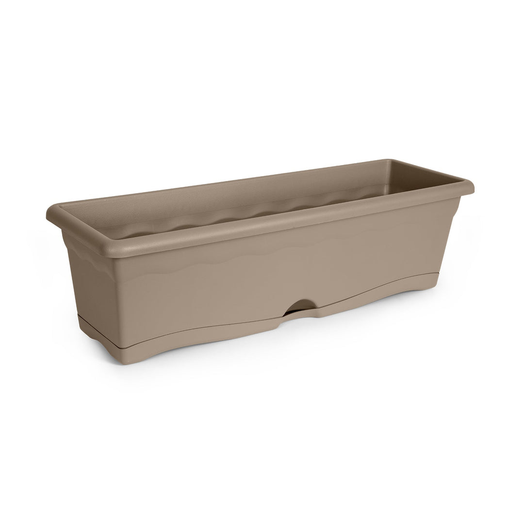 Plastiken TERRA - Jardinera con Plato Integrado. Medida 60 cm 12L. Taupe