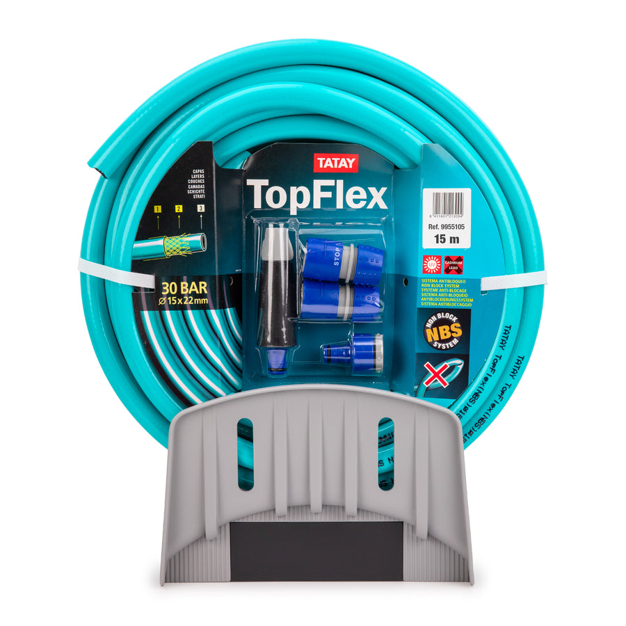 TATAY Top Flex - Juego Universal de Soporte y Manguera 15m con Conectores y Boquilla