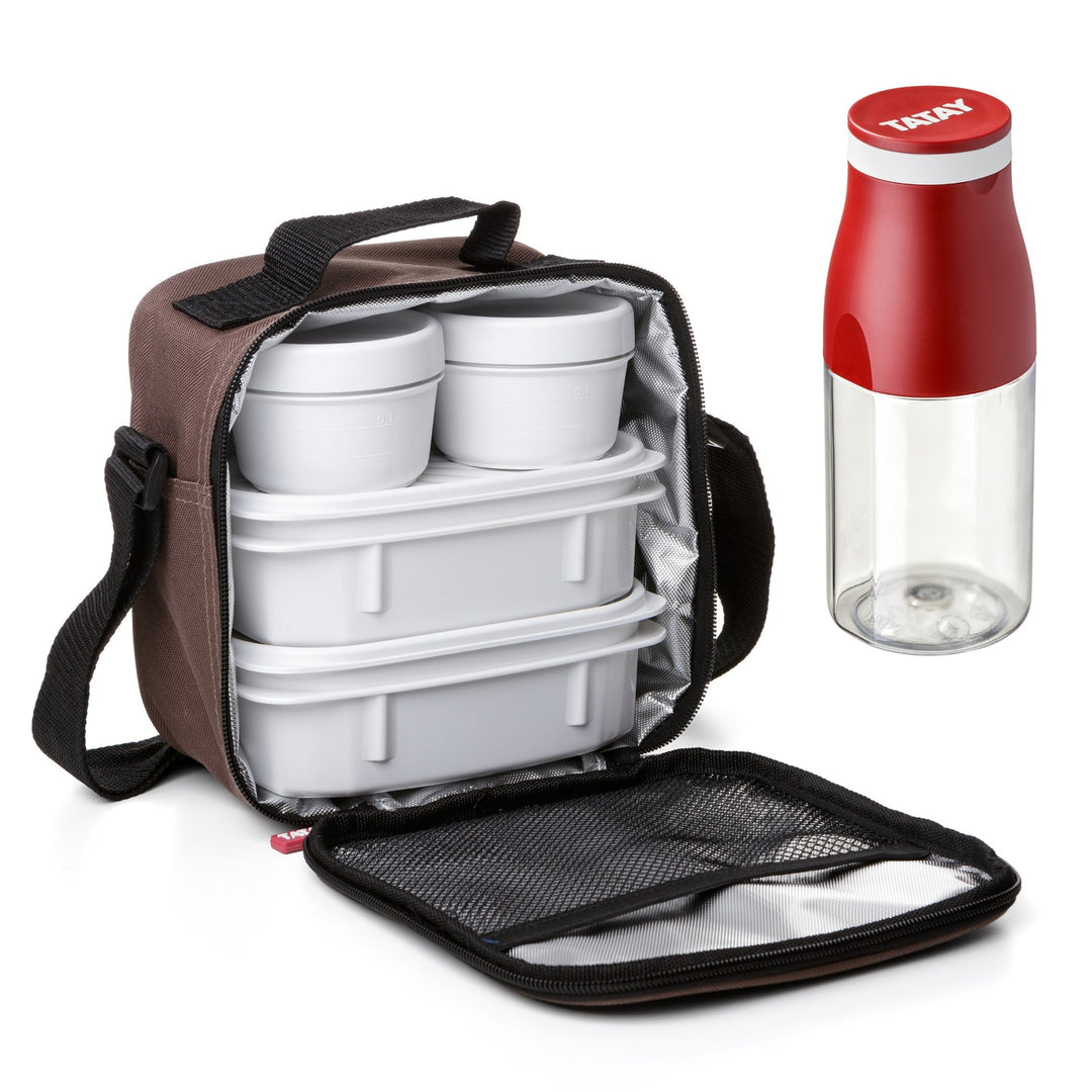 TATAY 1167501 - Kit Bolsa Térmica Porta Alimentos Urban Food Casual y Botella Urban Drink, Marrón