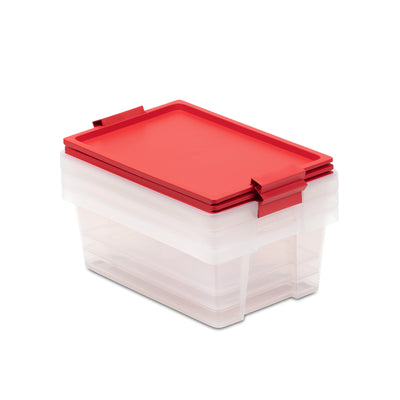 TATAY - Set de 3 Cajas de Ordenación Multiusos 7L 100% Reciclable con Tapa Abatible. Rojo