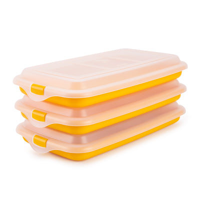 IBILI Deli - Lote de 3 Recipientes Apilables Porta Embutidos y Alimentos. Color Amarillo