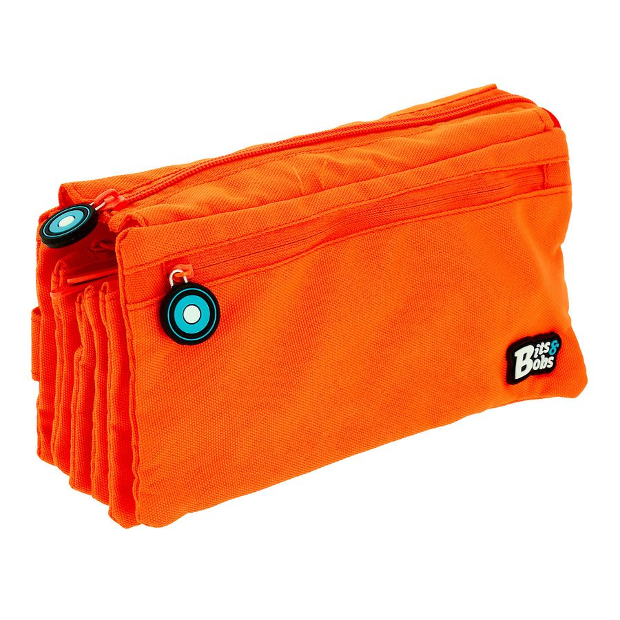 Grafoplás - Estuche Escolar Cuádruple de Alta Capacidad con Cuatro Cremalleras. Naranja