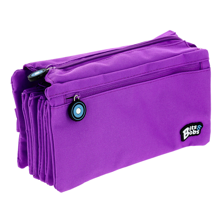 Grafoplás - Estuche Escolar Cuádruple de Alta Capacidad con Cuatro Cremalleras. Violeta