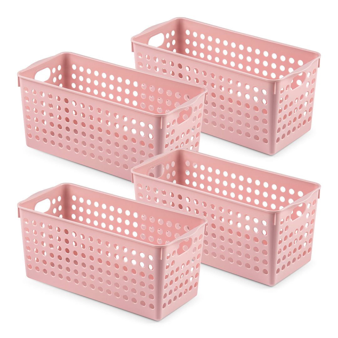 Plastic Forte Atlas - Set de 4 Cestas Multiusos de Ordenación Rectangulares Nº 1. Rosa