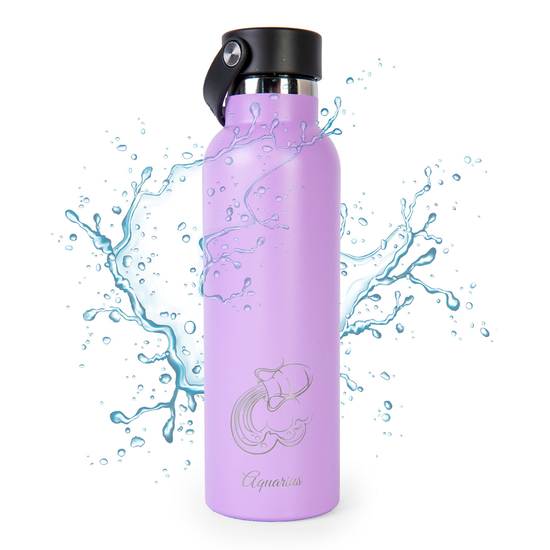 Runbott Zodiac - Botella Térmica Sport de 0.6L con Interior Cerámico. Acuario Lila