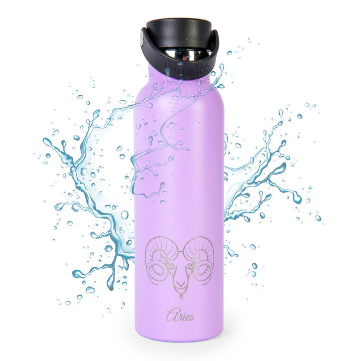 Runbott Zodiac - Botella Térmica Sport de 0.6L con Interior Cerámico. Aries Lila