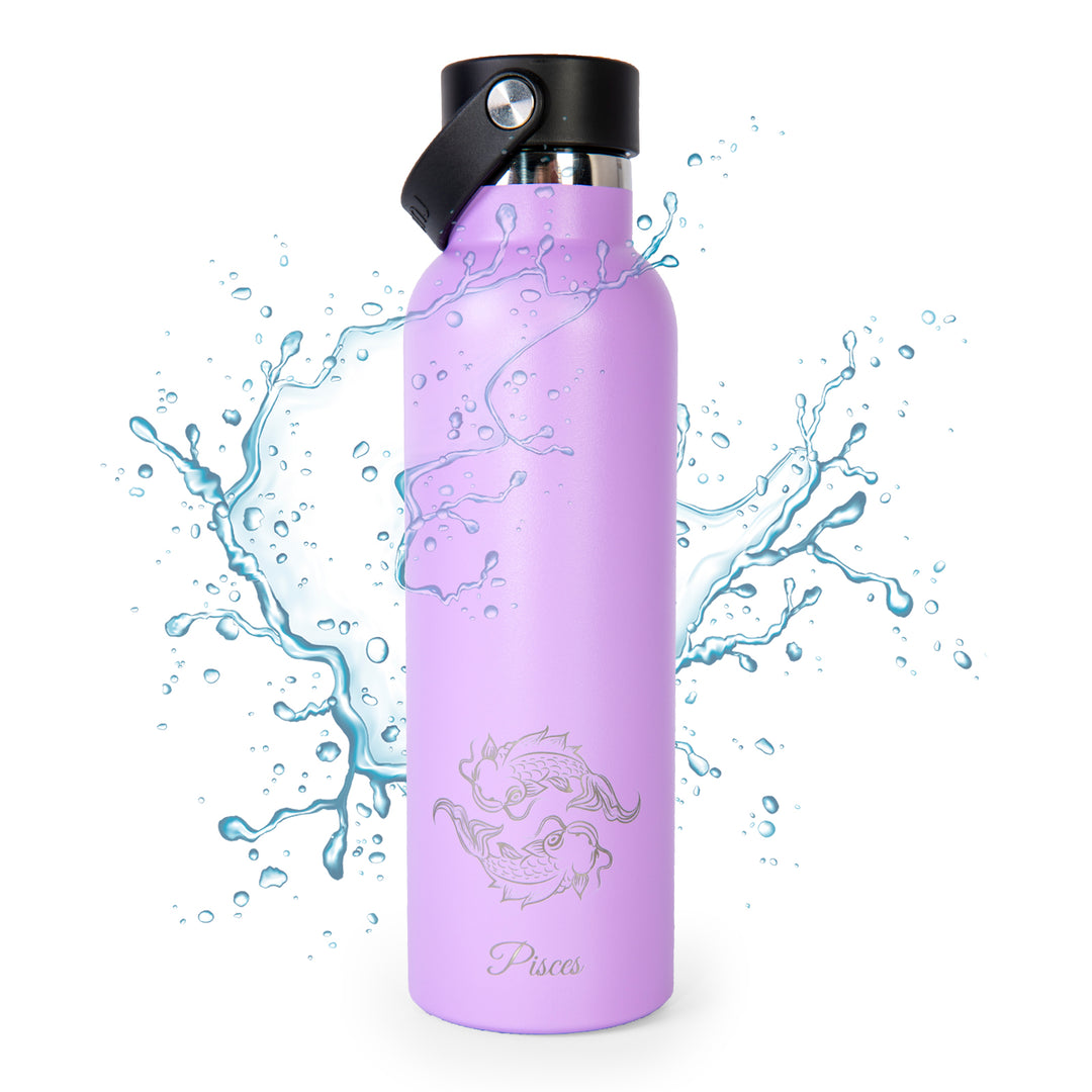 Runbott Zodiac - Botella Térmica Sport de 0.6L con Interior Cerámico. Piscis Lila