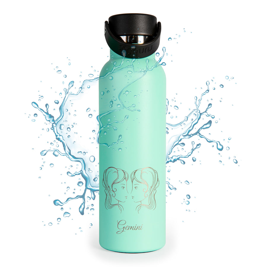 Runbott Zodiac - Botella Térmica Sport de 0.6L con Interior Cerámico. Géminis Menta