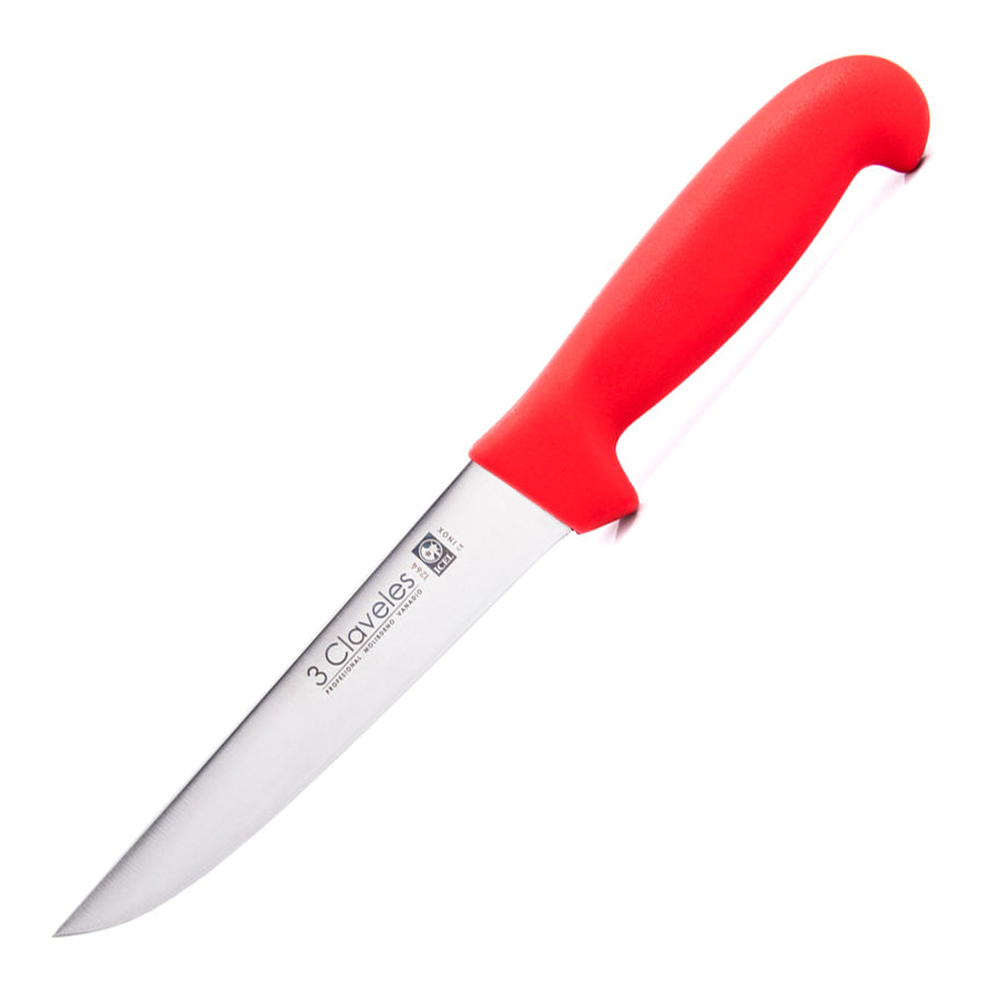 3 Claveles Proflex - Cuchillo Profesional Deshuesador Ancho 15 cm Microban. Rojo