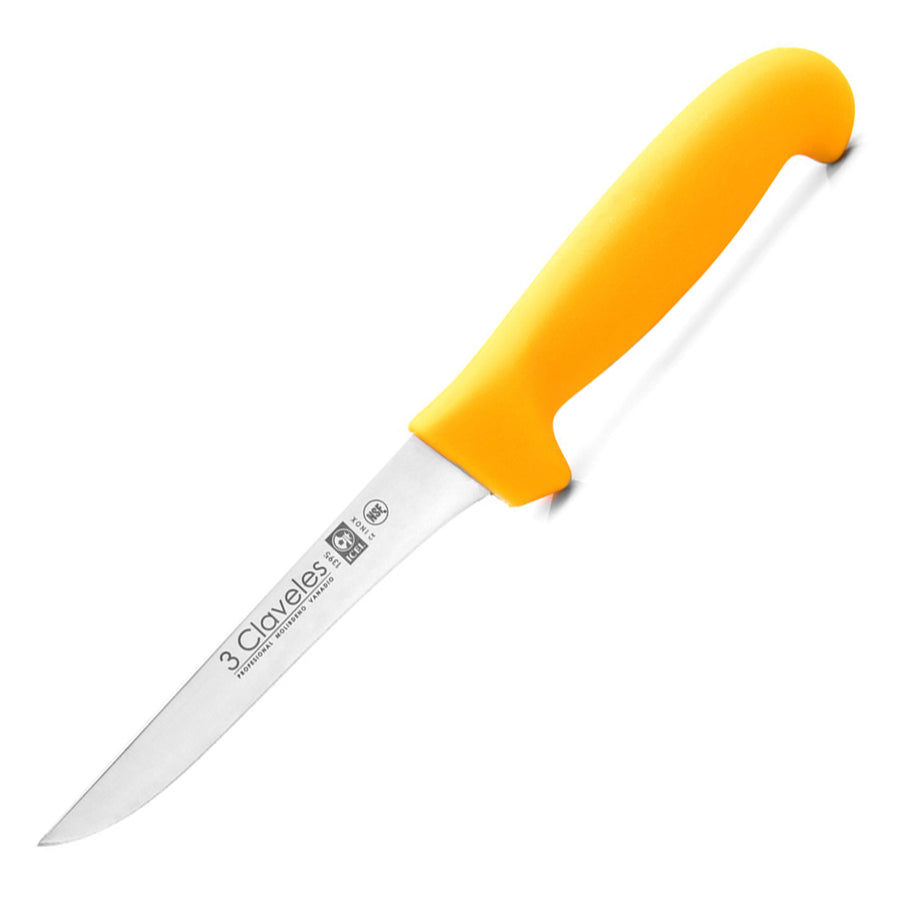 3 Claveles Proflex - Cuchillo Profesional Deshuesador Estrecho 13 cm Microban. Amarillo