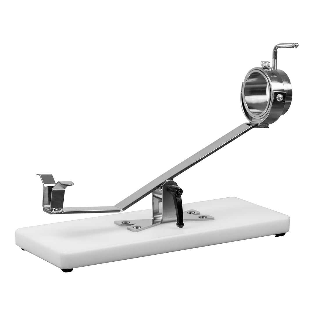 BELLO Aneto - Soporte Jamonero Basculante en DM y Acero Inoxidable con Cabezal Giratorio, Blanco