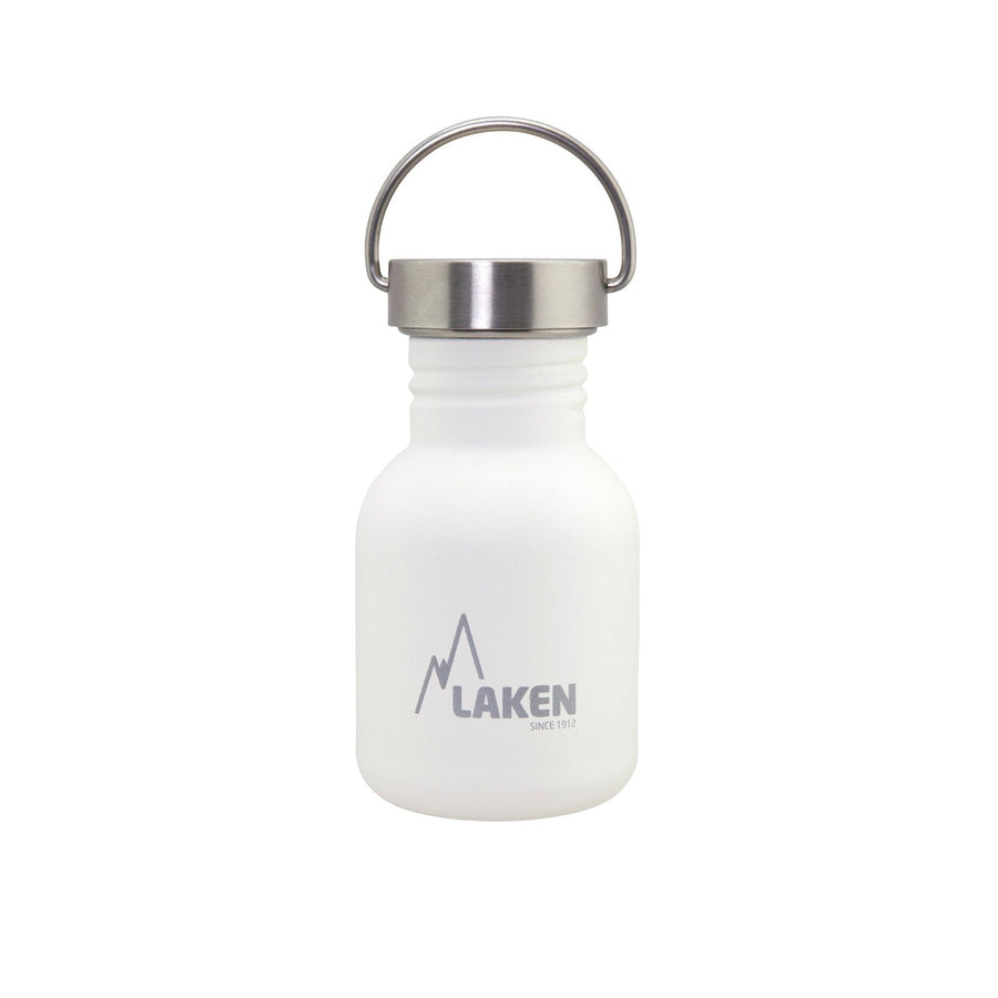 LAKEN Basic Steel Vintage - Botella de Agua 0.35L en Acero Inoxidable con Asa. Blanco