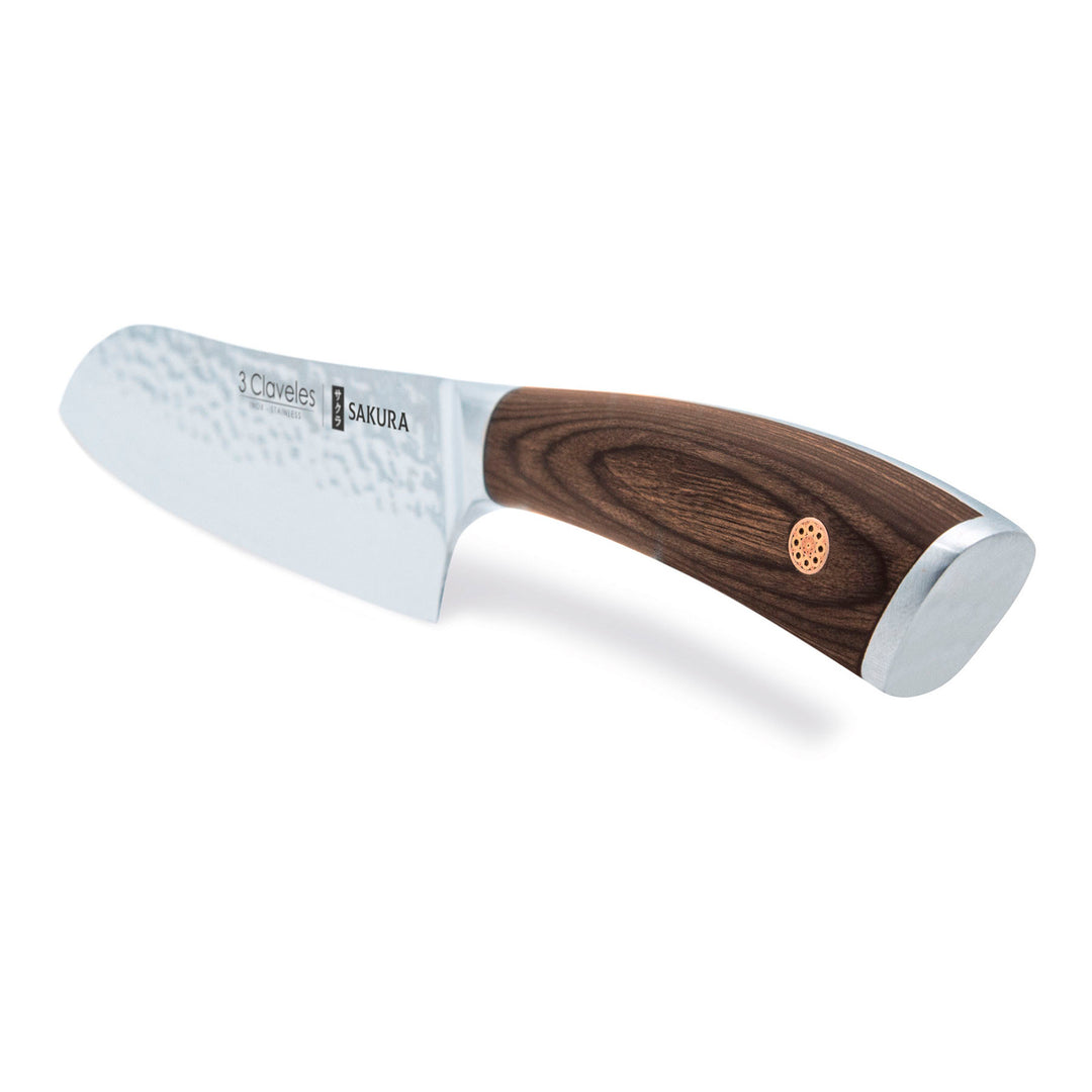 3 Claveles Sakura - Cuchillo Santoku 17.5 cm Acero Forjado con Hoja Martilleada