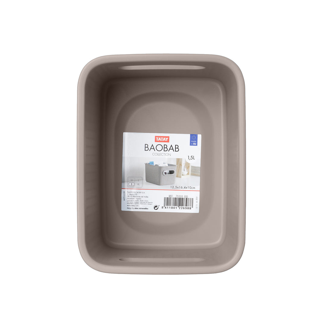 TATAY Baobab - Set de 4 Cajas Organizadoras 1.5L Plástico PP05. Taupe