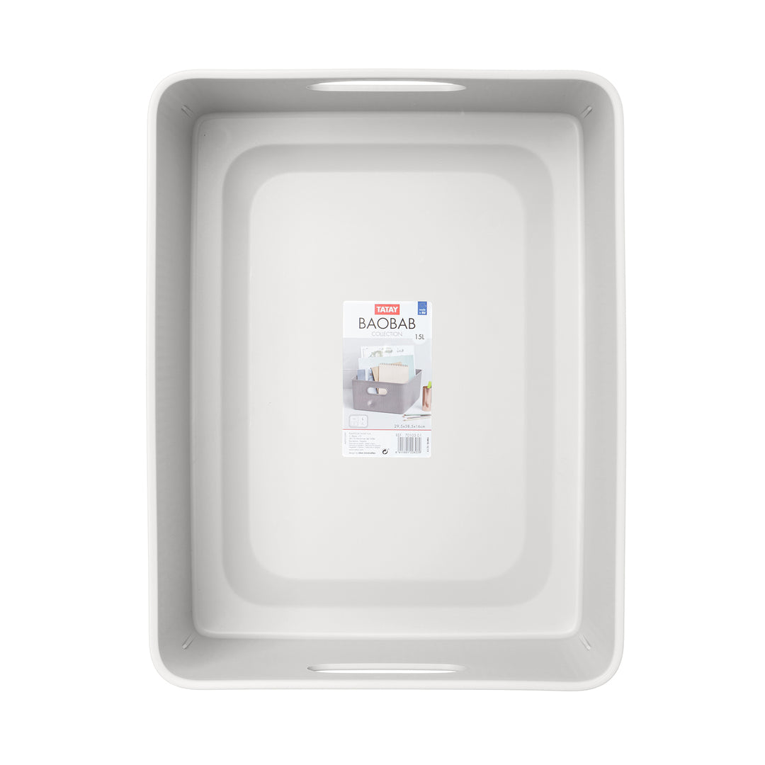 TATAY Baobab - Caja Organizadora Rectangular 15L Plástico PP05. Blanco Pergamon