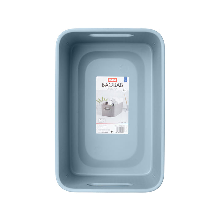 TATAY Baobab - Caja Organizadora Rectangular 5L Plástico PP05. Azul Mist