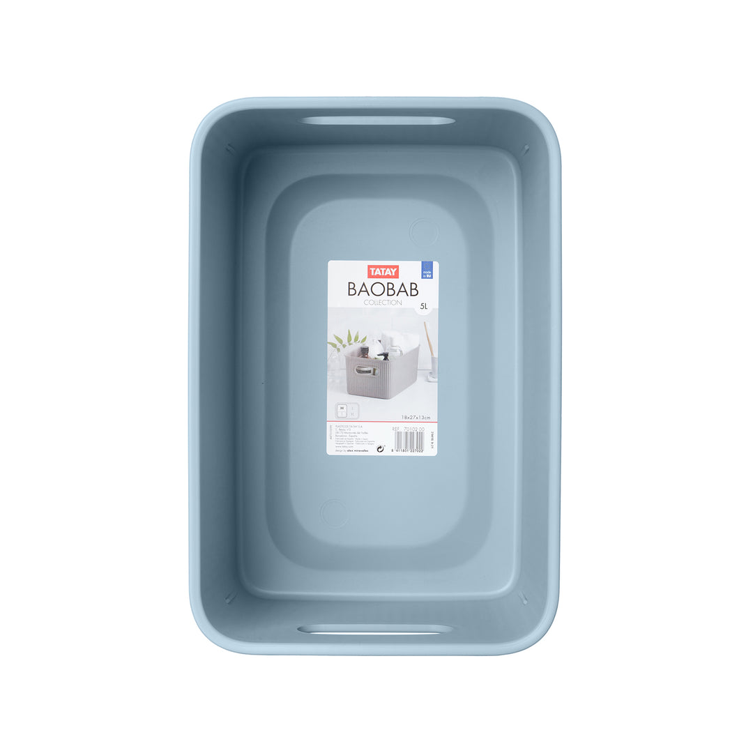 TATAY Baobab - Lote de 4 Cajas Organizadoras 5L Plástico PP05. Azul Mist