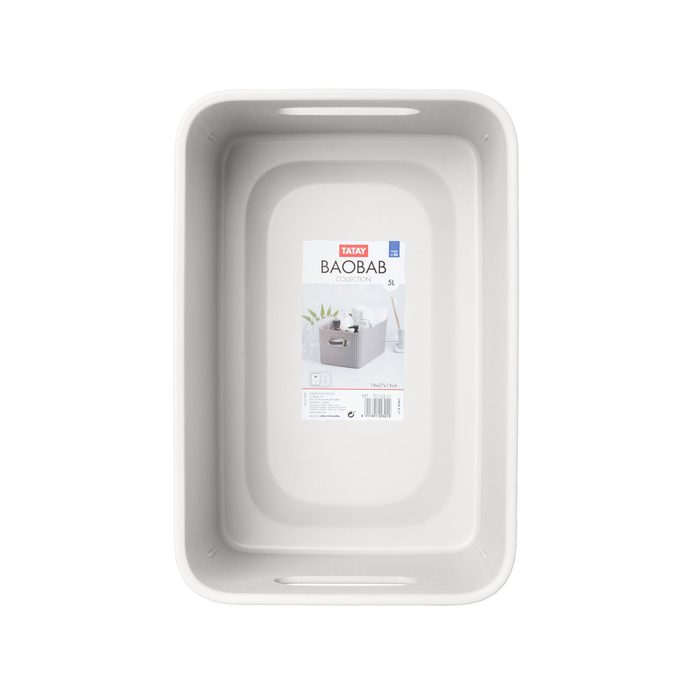 TATAY Baobab - Caja Organizadora Rectangular 5L Plástico PP05. Blanco Pergamon