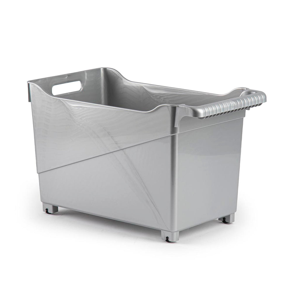 Plastic Forte - Cesta Organizadora con Ruedas Nº 2. Ideal Bajo Fregadero. Plata