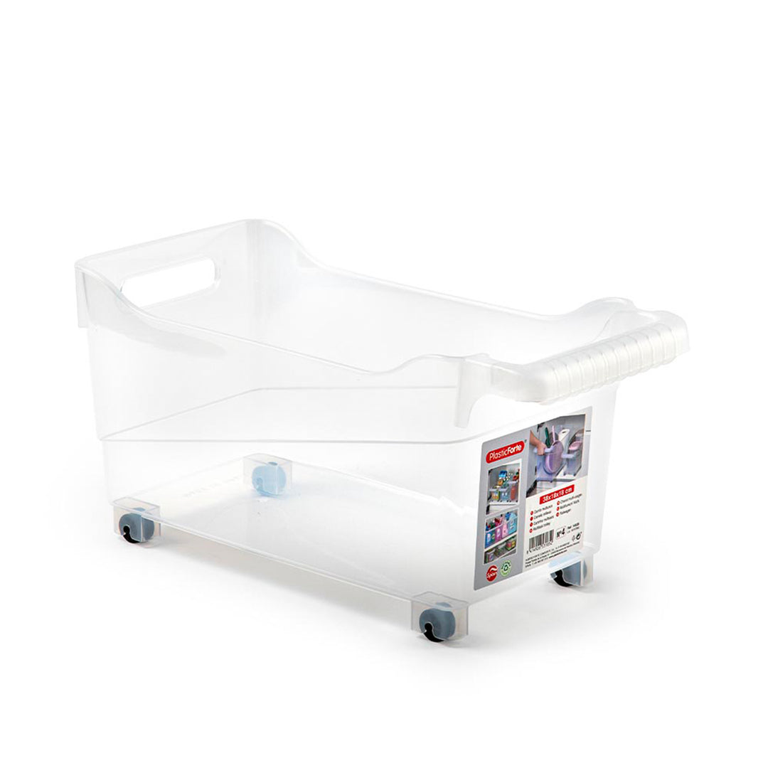 Plastic Forte - Cesta Organizadora con Ruedas Nº 4. Ideal Bajo Fregadero. Trasparente