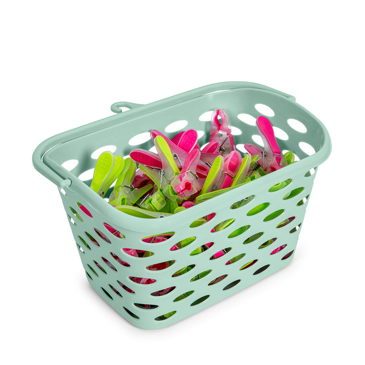 Plastic Forte Neo - Juego de 48 Pinzas para la Ropa con Cesta Aire Incluida. Verde