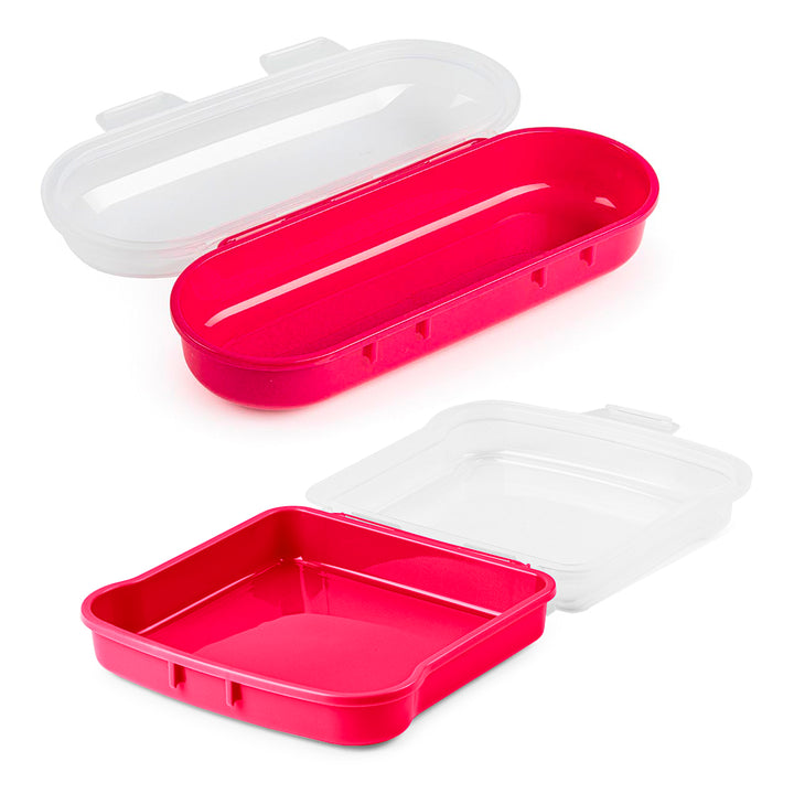 Plastic Forte - Pack de Porta Bocadillos y Porta Sándwich Reutilizables. Fucsia